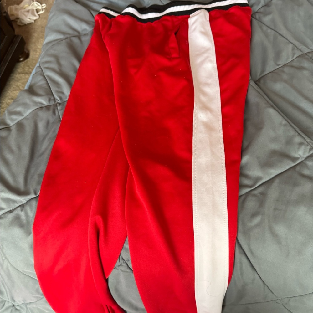 Red and White Kids Track Pants